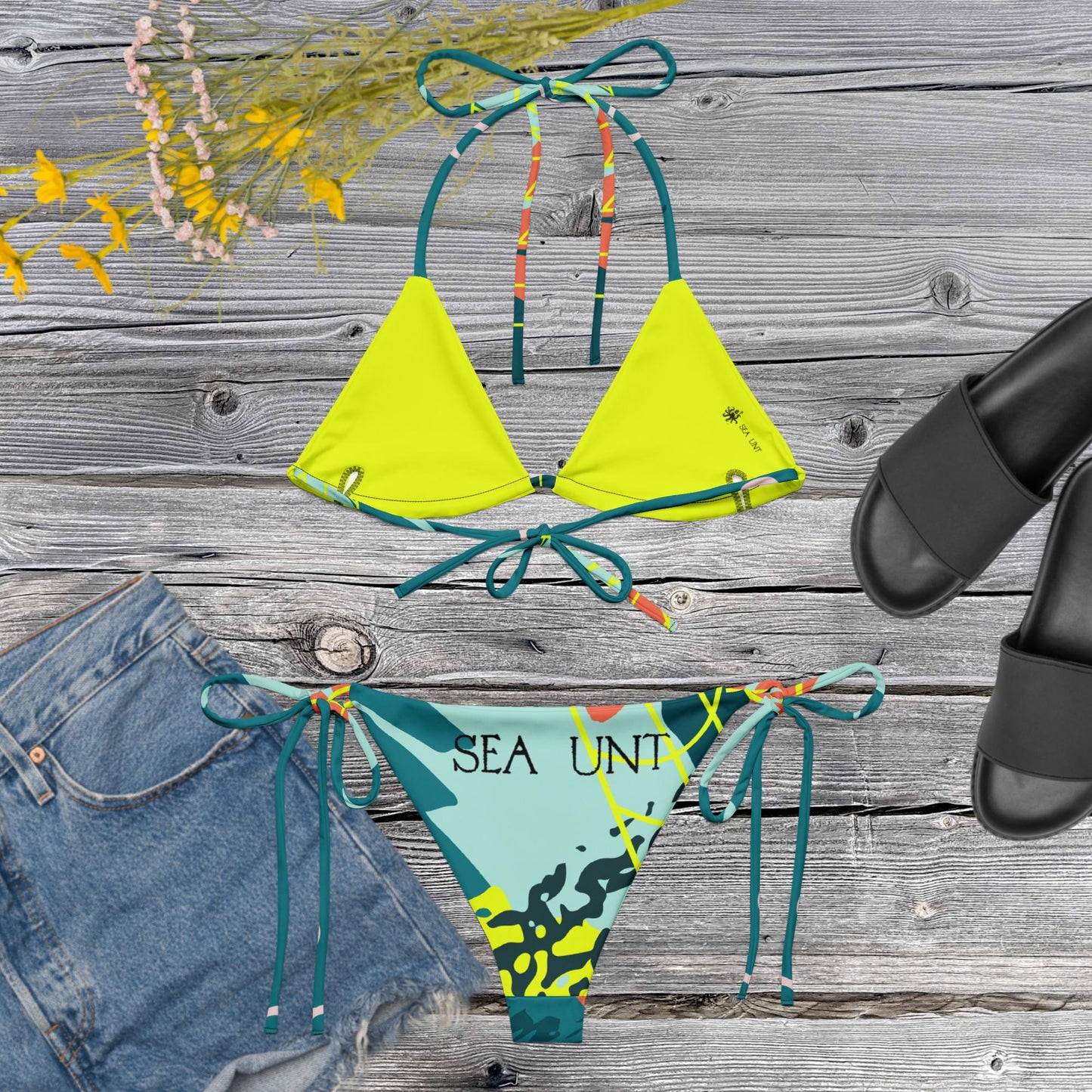 Sea UNT All-over net design print recycled string bikini