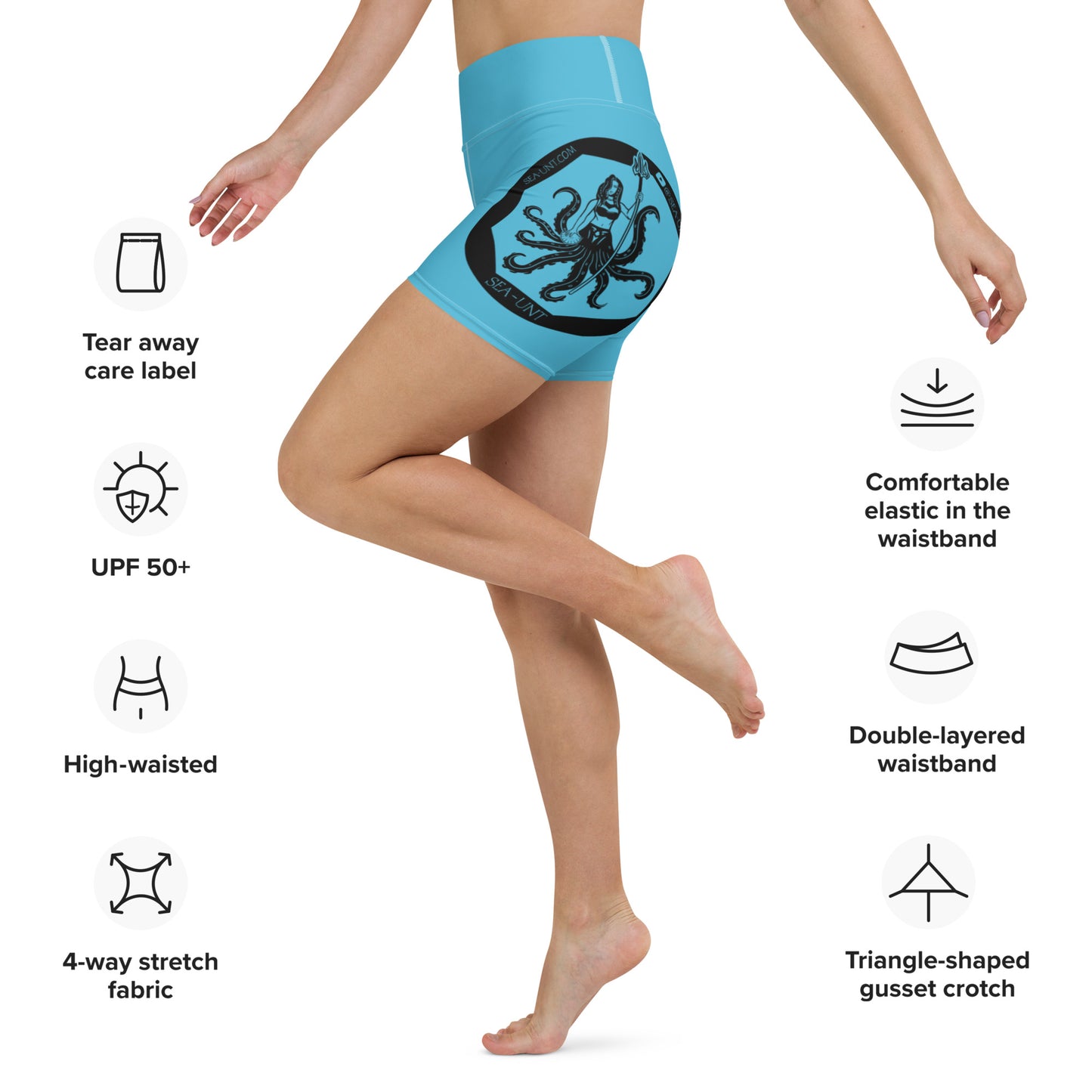 Sea UNT Blue Yoga Shorts: Your All-Around Activewear Essential